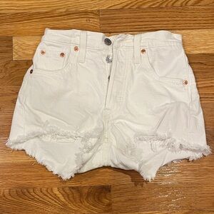 Levi's White Frayed Jean Shorts